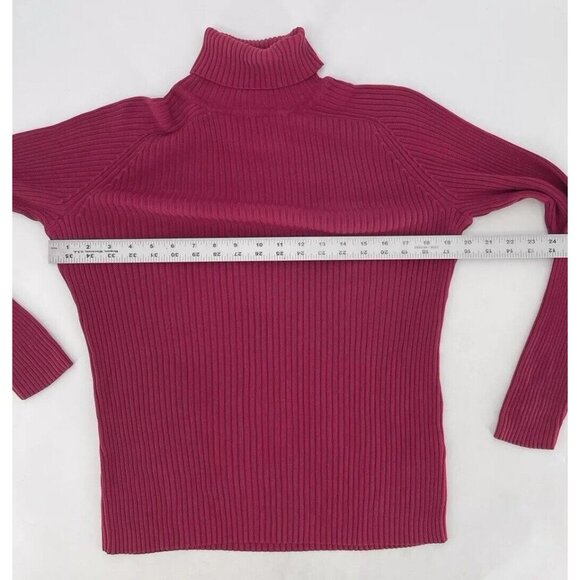 Caslon Plus Size 100% Silk Red Ribbed Turtleneck Sweater 1x, Classic, Runs Small - Picture 11 of 11